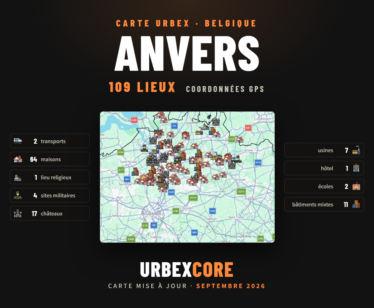 Urbex map - Province Antwerp (109 places)