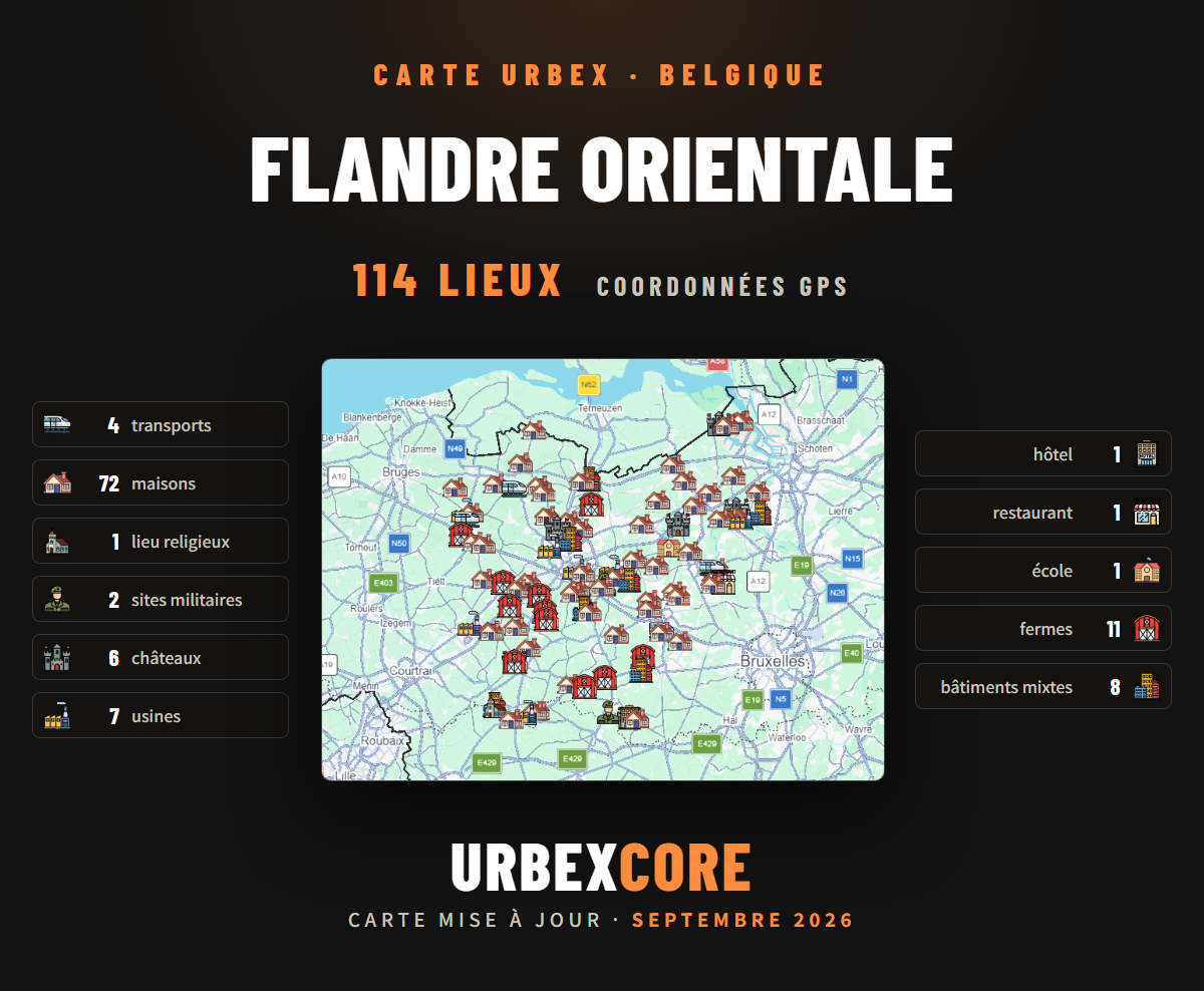 Urbex map - East Flanders (114 locations)