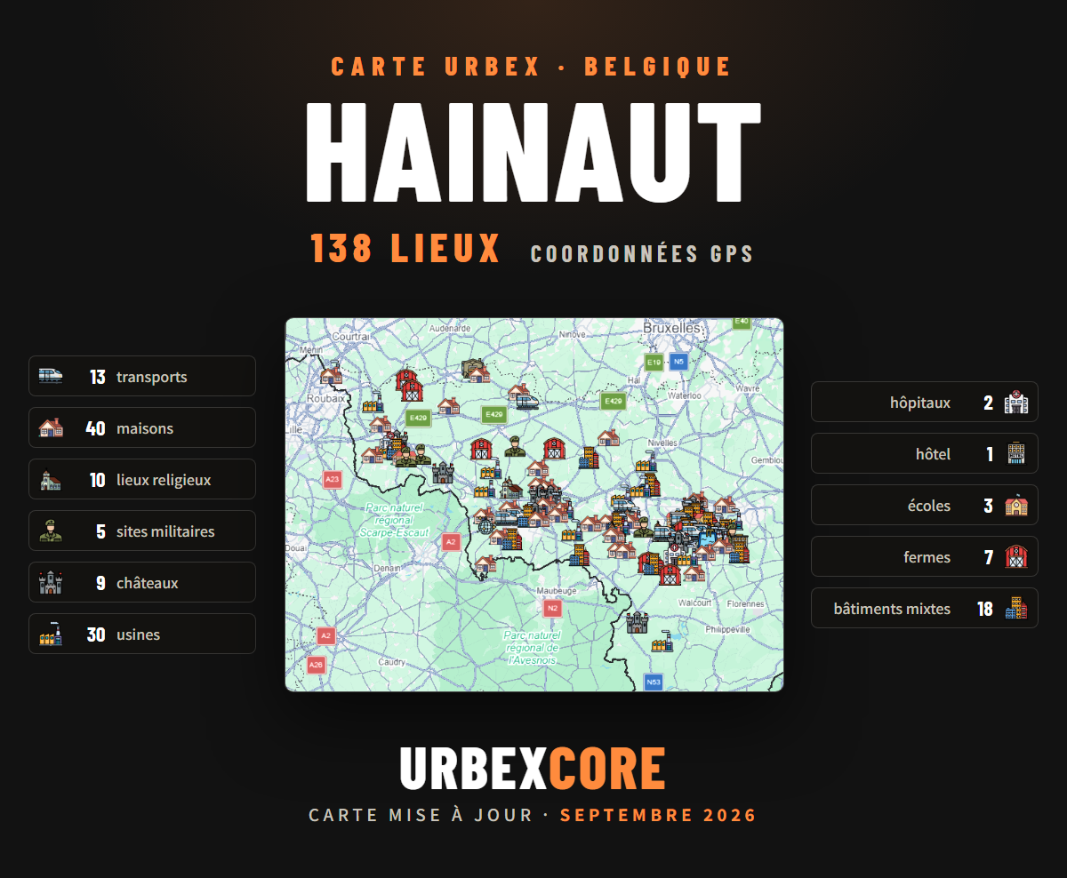 Urbex map - Hainaut (138 places)