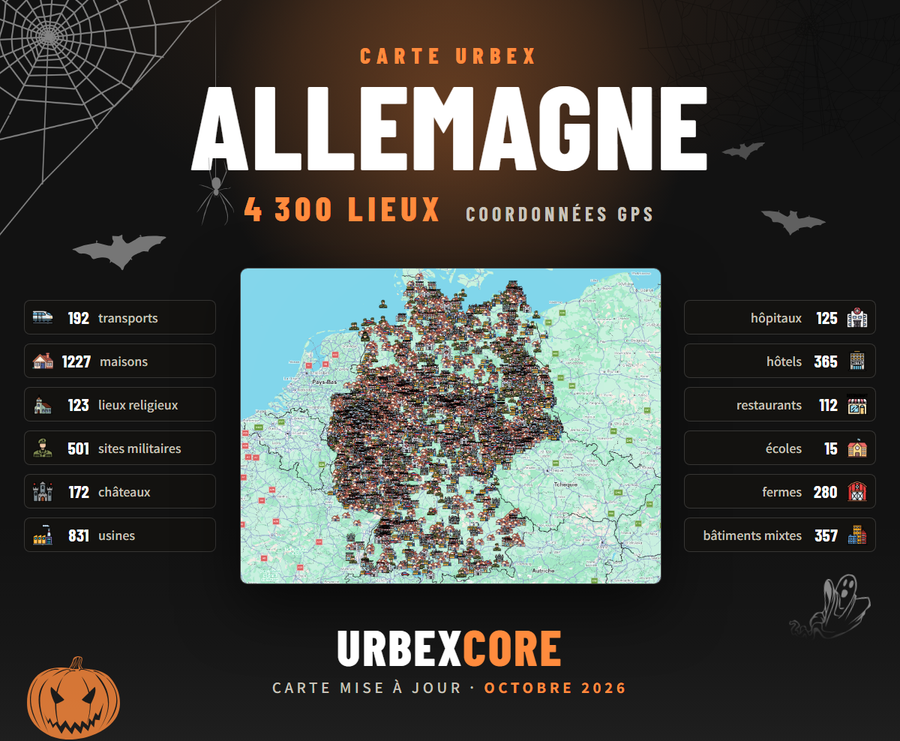 Carte Urbex – Allemagne (4300 lieux)
