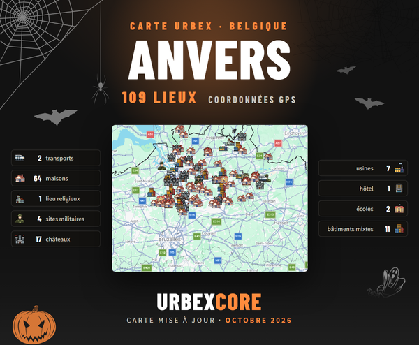 Affiche Carte urbex Anvers, 109 lieux