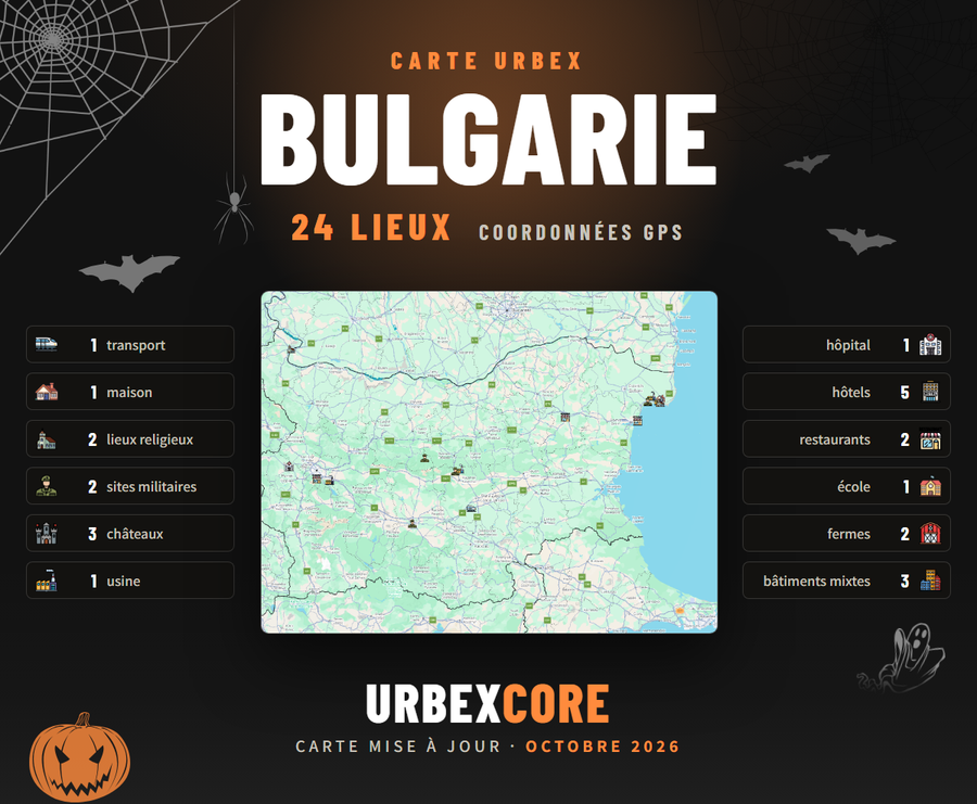 Carte Urbex – Bulgarie (24 lieux)