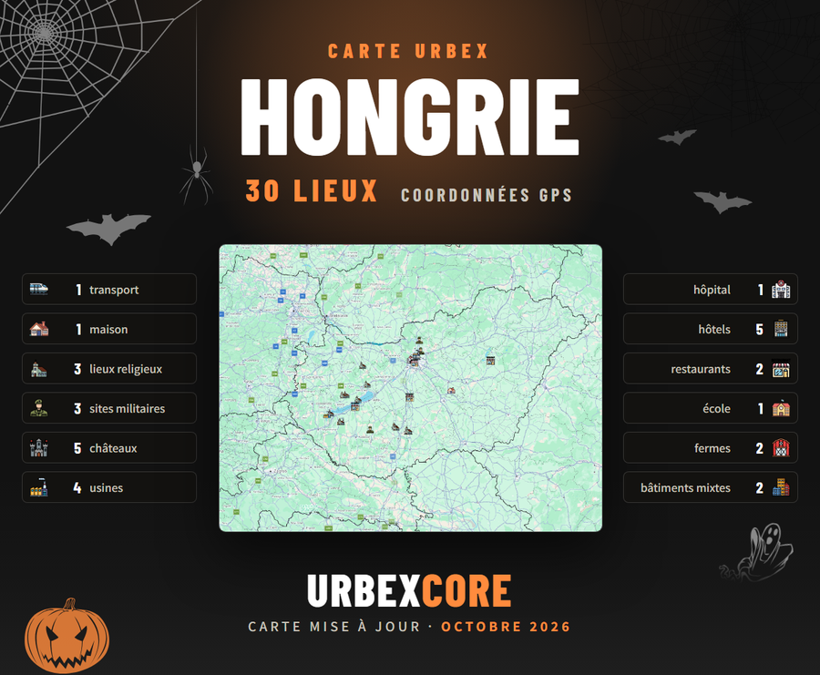 Carte Urbex – Hongrie (30 lieux)