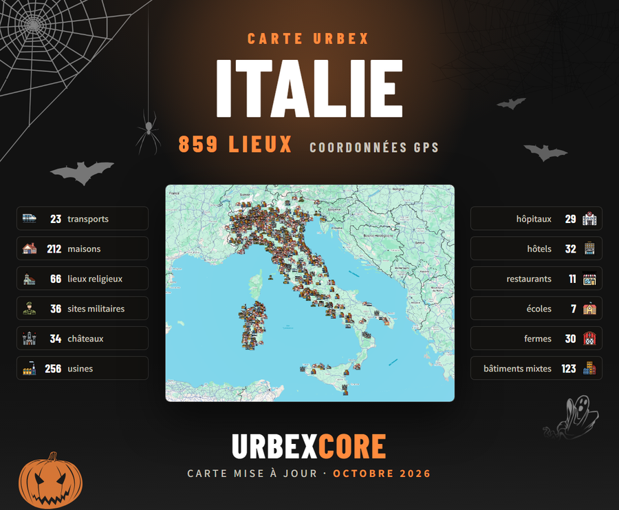 Carte Urbex – Italie (859 lieux)