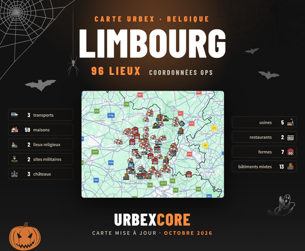 Affiche Carte urbex Limbourg, 96 lieux