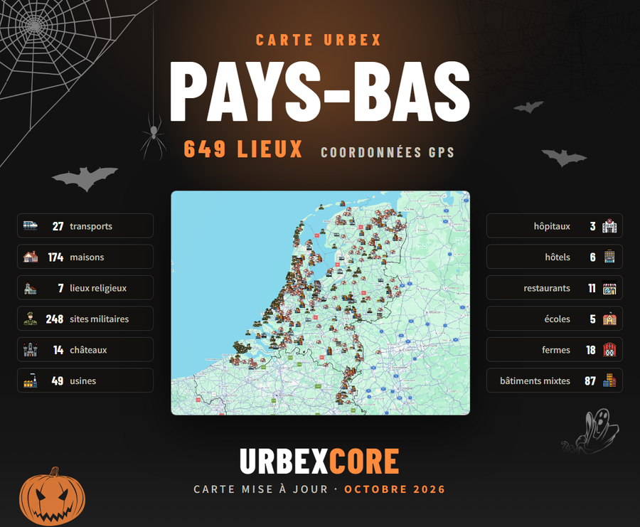 Carte Urbex – Pays-Bas (649 lieux)