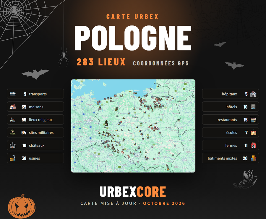 Carte Urbex – Pologne (283 lieux)