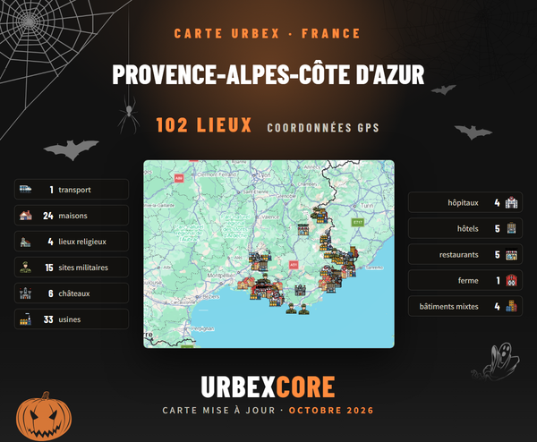 Provine-Alpe-Cote-D'Azur urbex map poster, 102 places