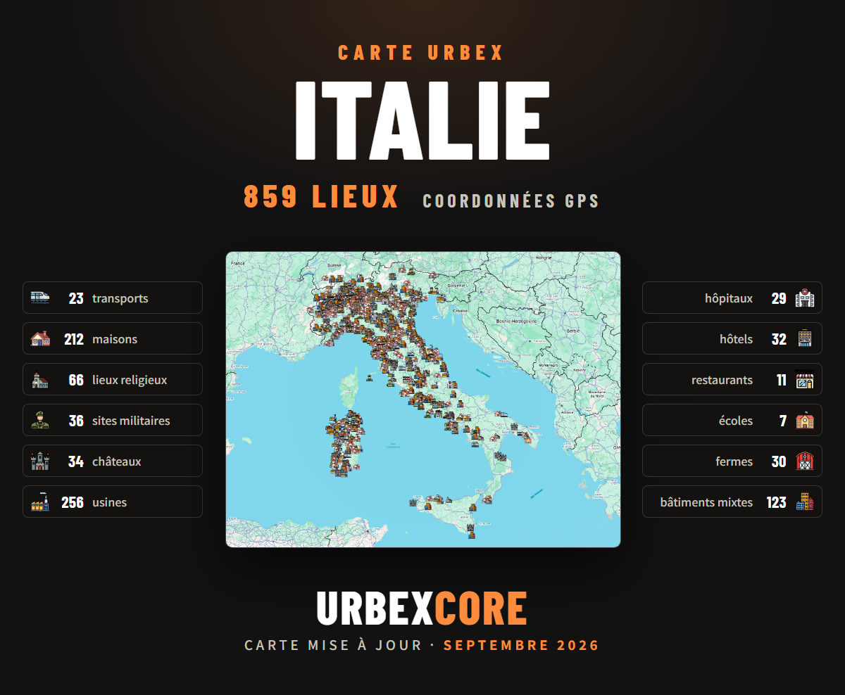 Carte Urbex – Italie (859 lieux)