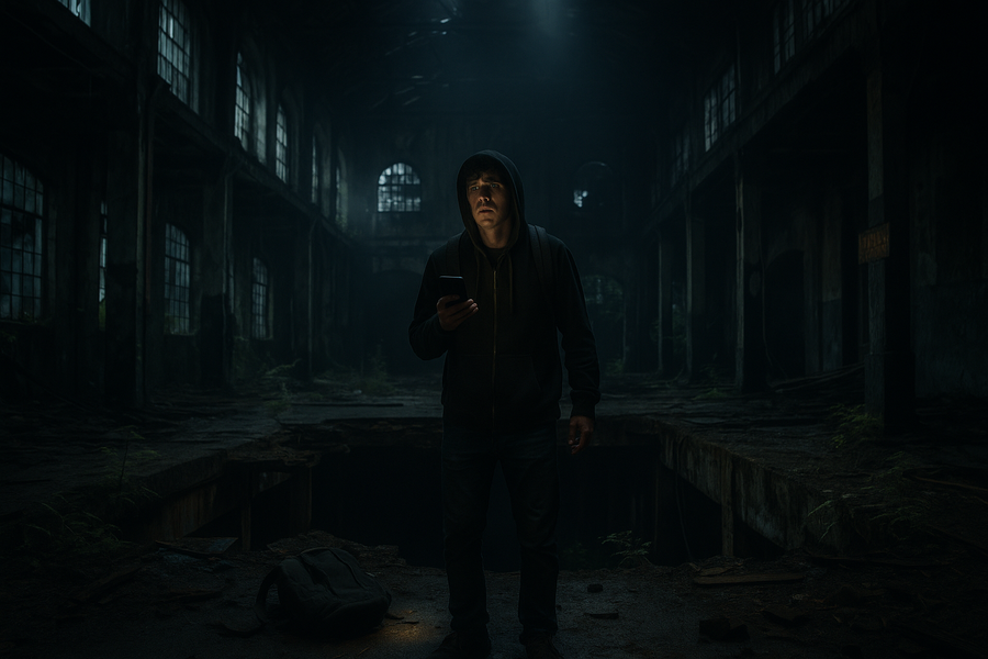 Explorateur urbex dans une usine abandonnée en France
