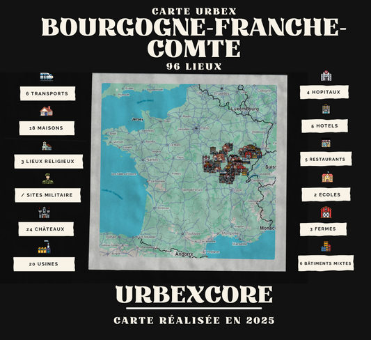 Carte Urbex – Bourgogne-Franche-Comté  (96 lieux)