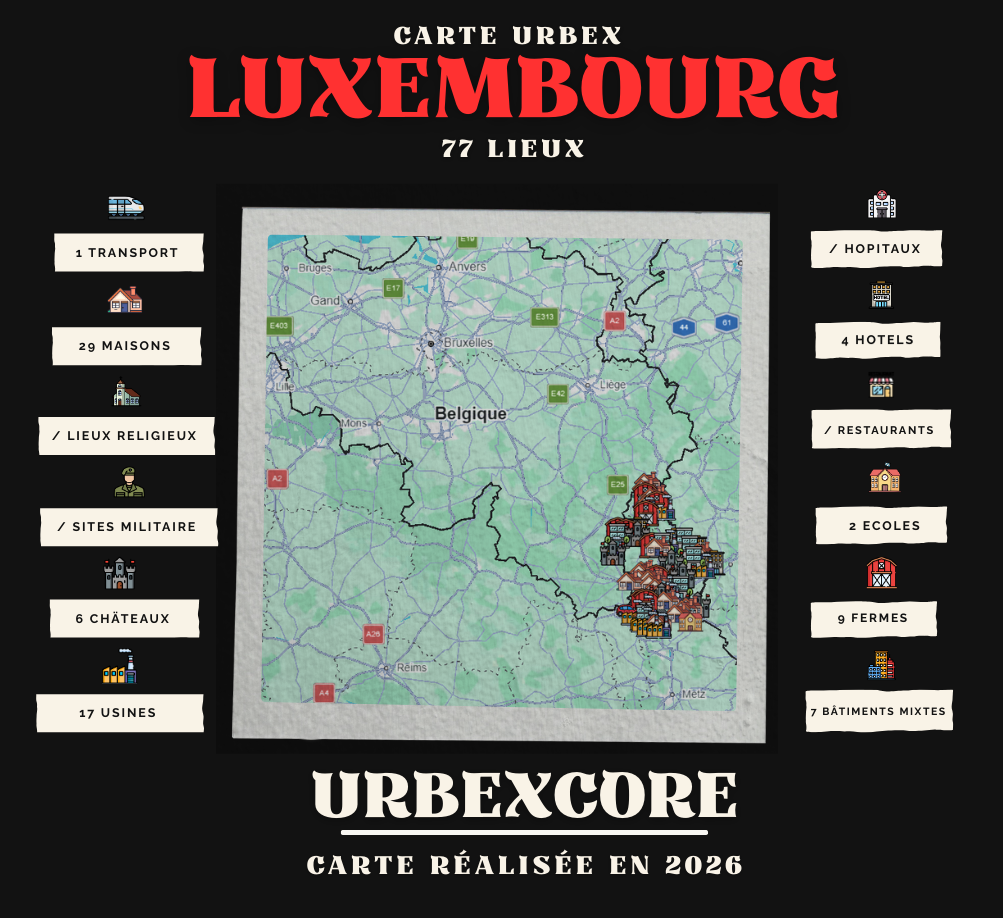 Carte Urbex - Luxembourg (77 Lieux)