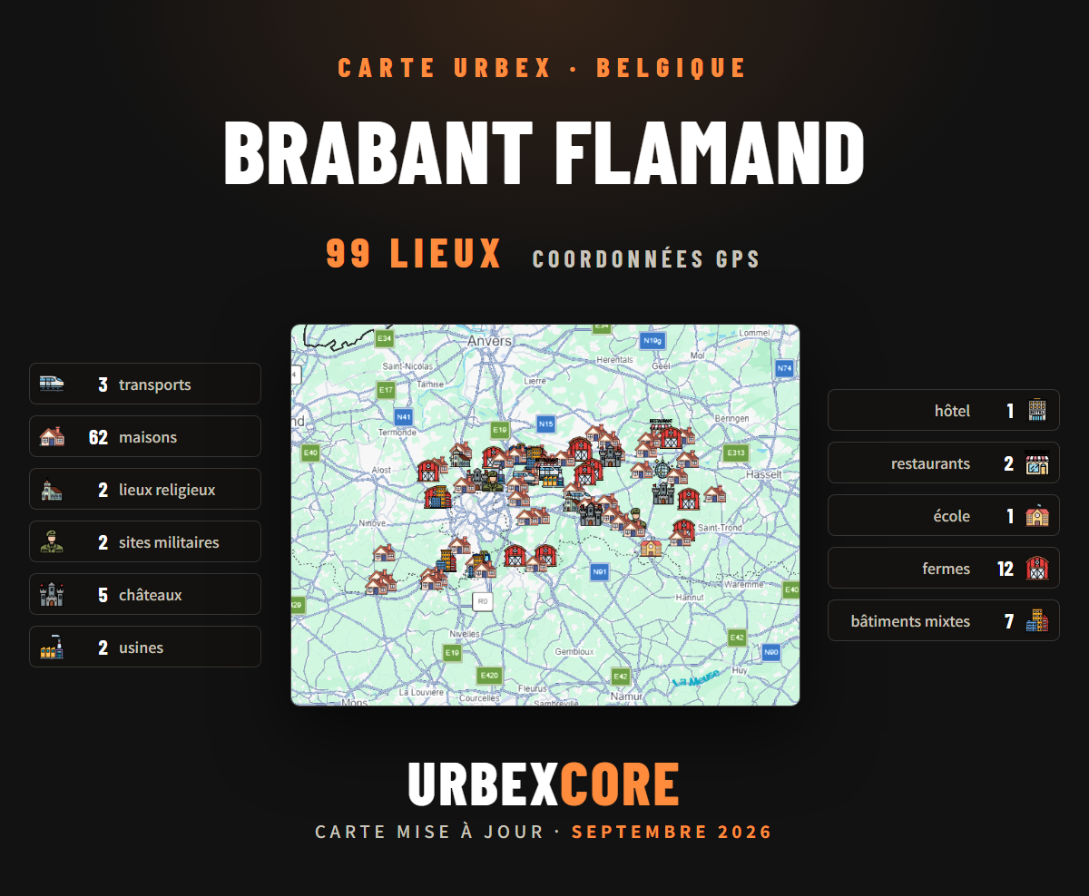 Urbex map - Flemish Brabant (99 places) 