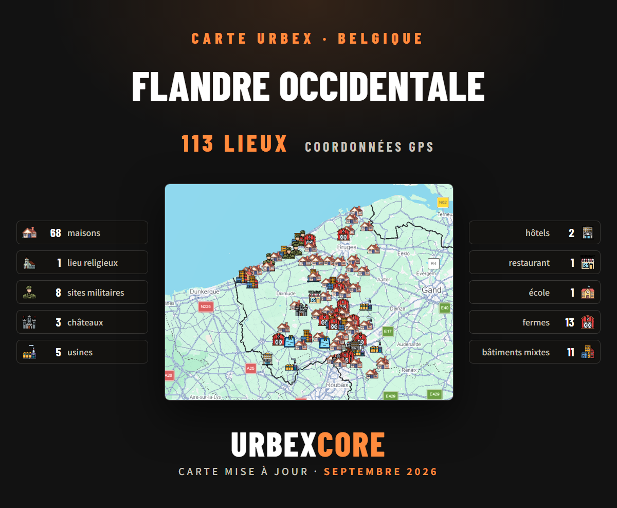 Urbex map - West Flanders (113 locations) 