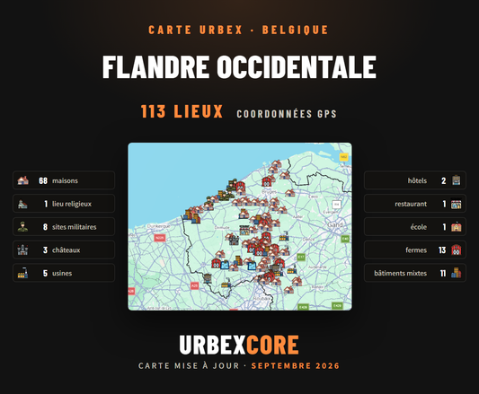 Urbex map - West Flanders (113 locations) 