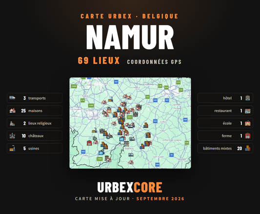 Urbex map - Namur (69 places) 