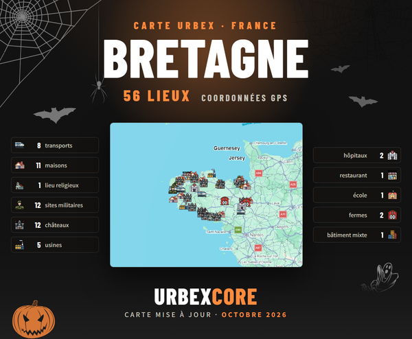 Brittany urbex map poster, 56 places