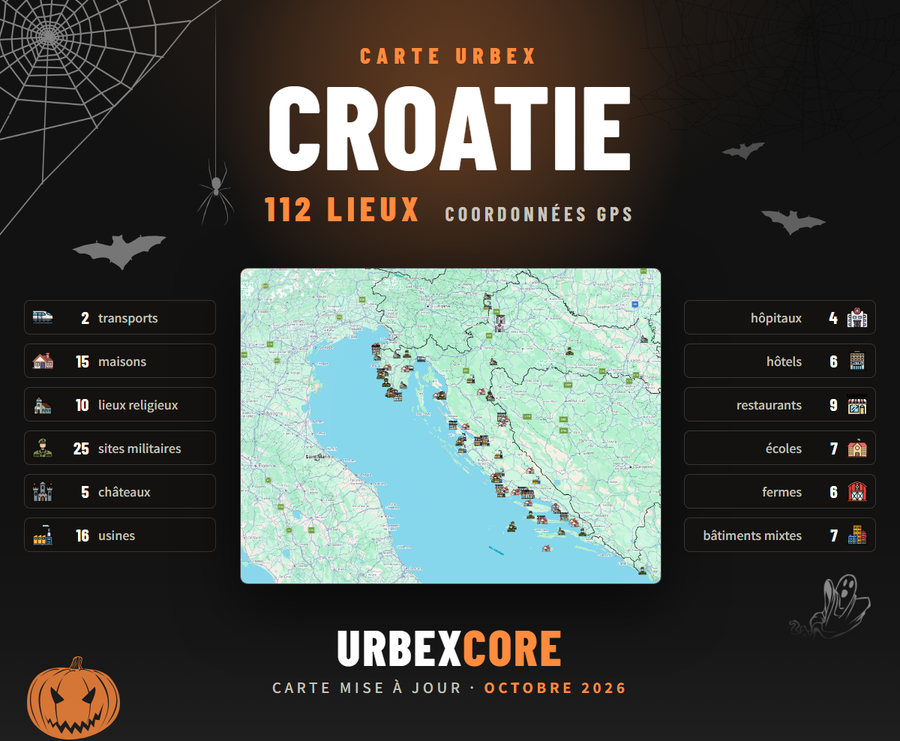 Carte Urbex – Croatie (112 lieux)
