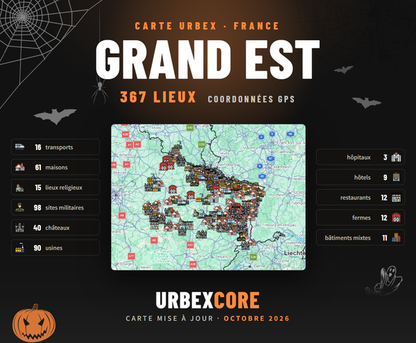 Grand Est urbex map poster, 367 places