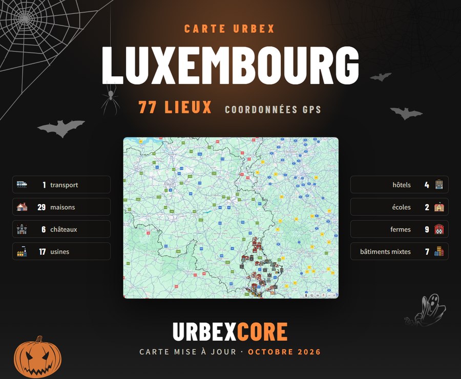 Carte Urbex - Luxembourg (77 Lieux)