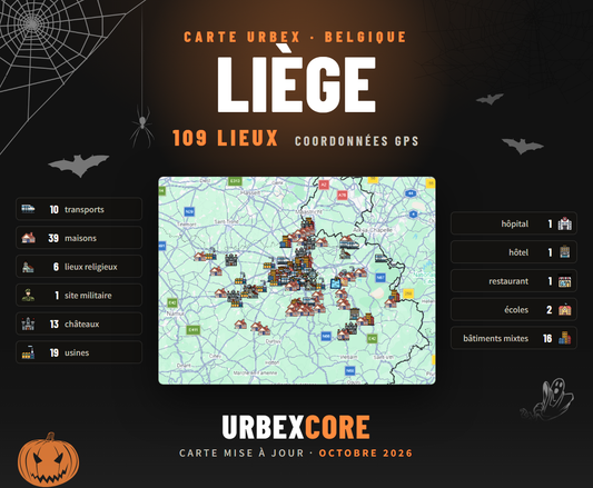 Carte urbex - Liège (109 lieux)