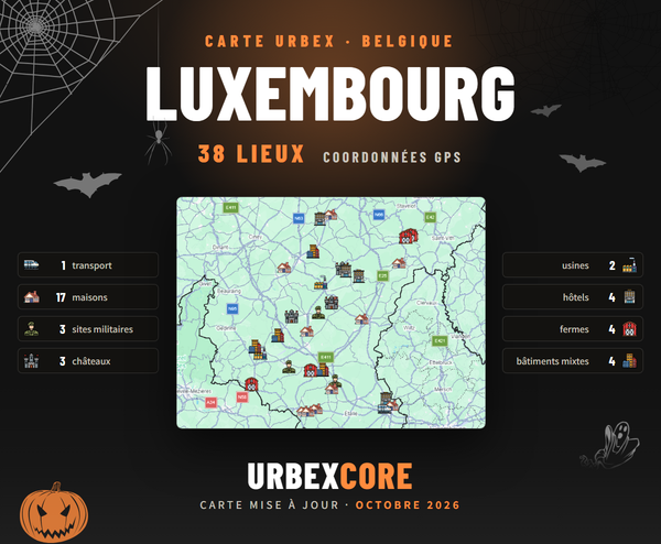 Affiche Carte urbex Luxembourg, 38 lieux