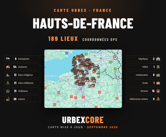 Carte Urbex – Hauts-de-France (189 lieux)