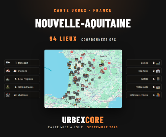 Carte Urbex –  Nouvelle-Aquitaine (94 lieux)