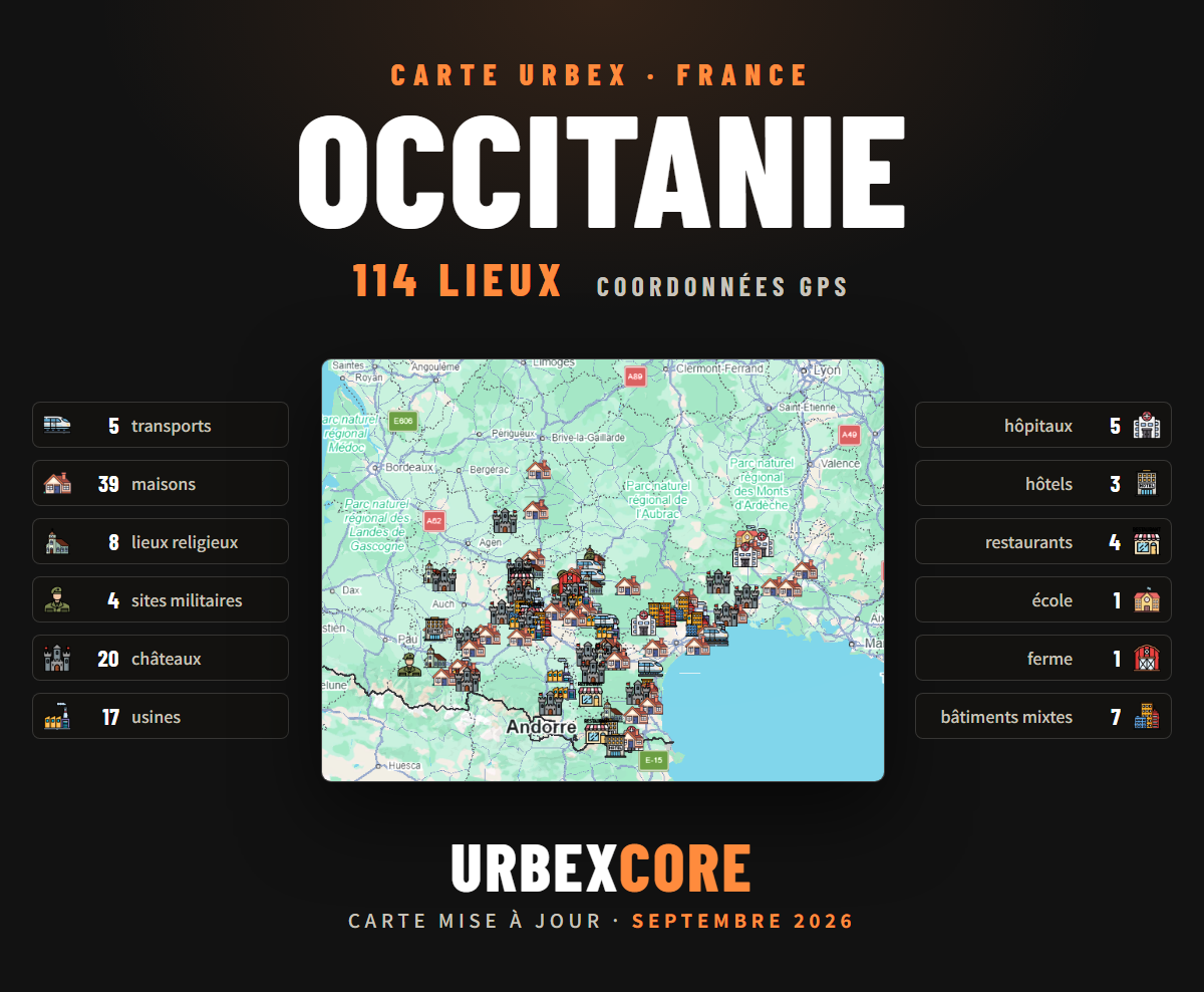 Carte Urbex – Occitanie (114 lieux)