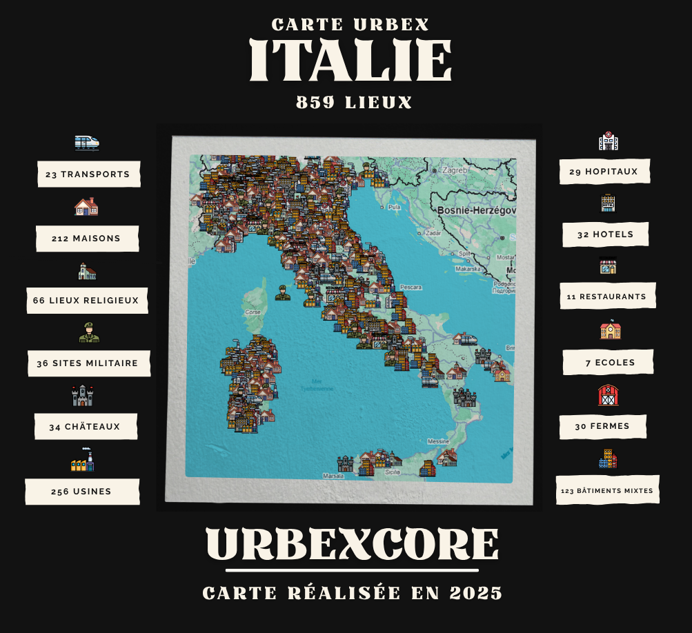 Carte Urbex – Italie (859 lieux)