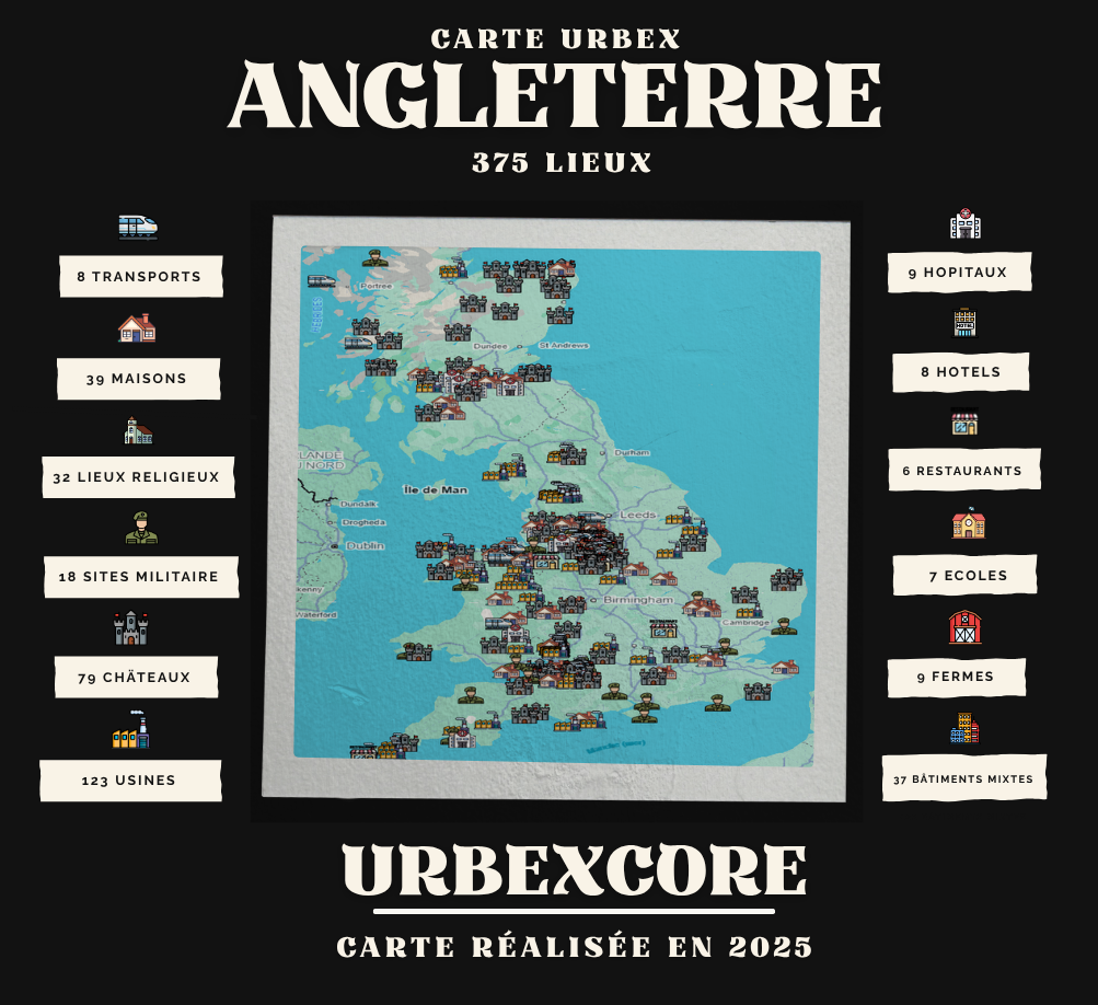 Carte Urbex – Angleterre (375 lieux)