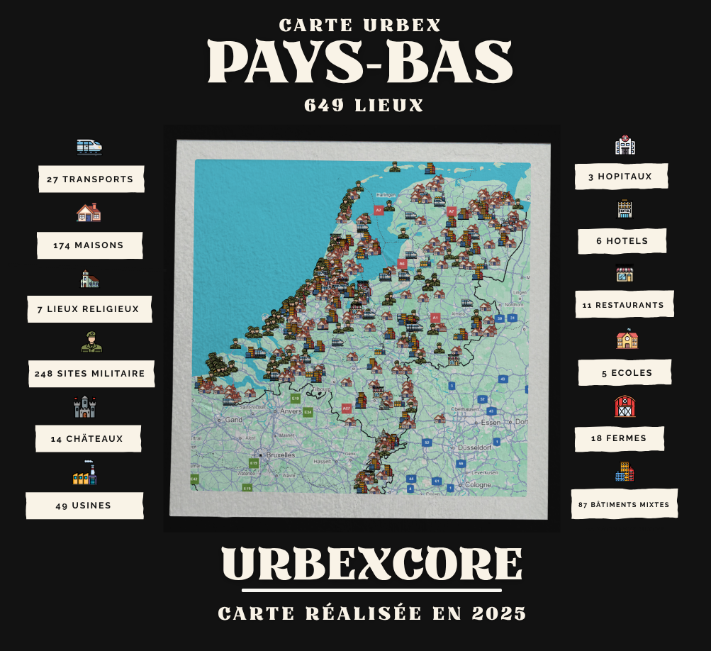 Carte Urbex – Pays-Bas  (649 lieux)