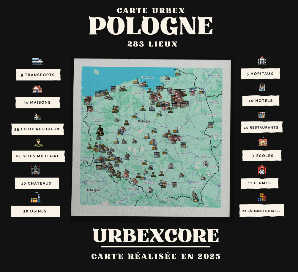 Carte Urbex – Pologne  (283 lieux)