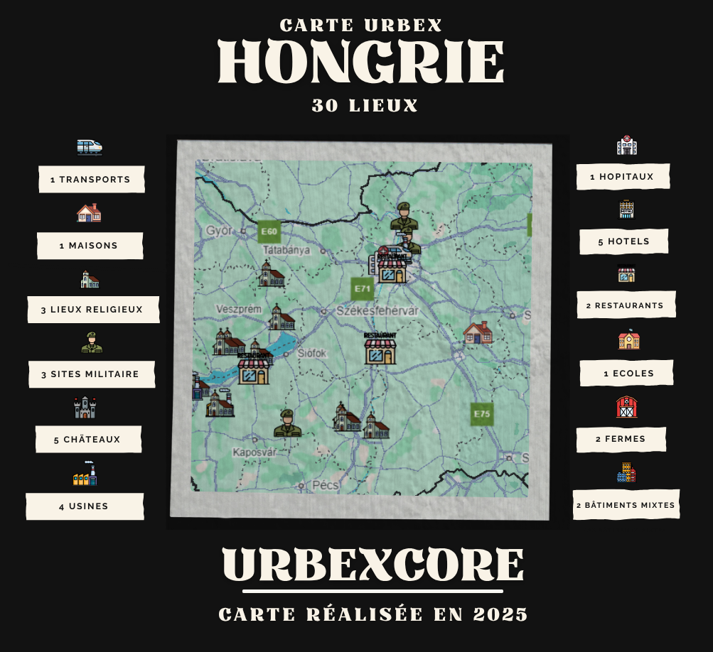 Carte Urbex – Hongrie (30 lieux)