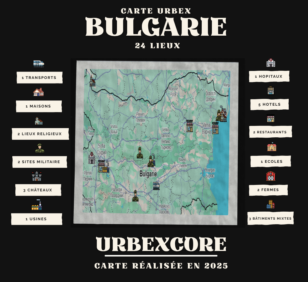Carte Urbex – Bulgarie (24 lieux)