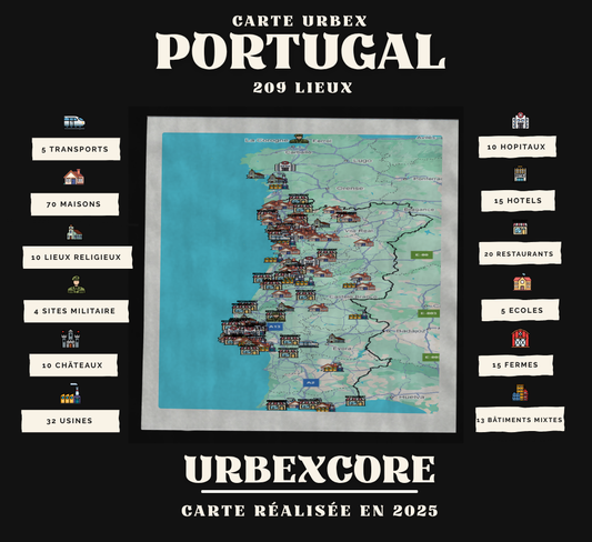 Carte Urbex – Portugal (209 lieux)