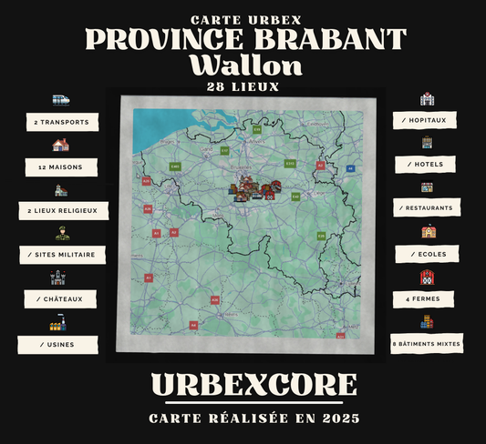 Carte urbex - Brabant Wallon (28 lieux)