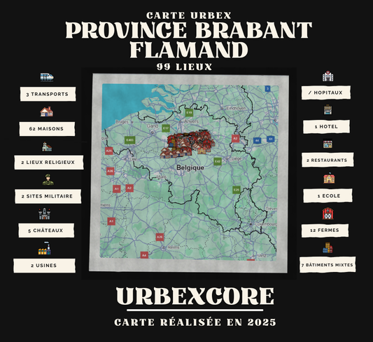 Carte urbex - Brabant Flamant (99 lieux)