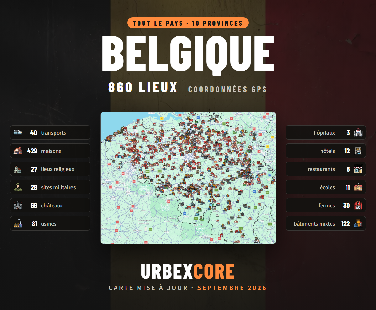 Urbex Map – Belgium (860 places) 